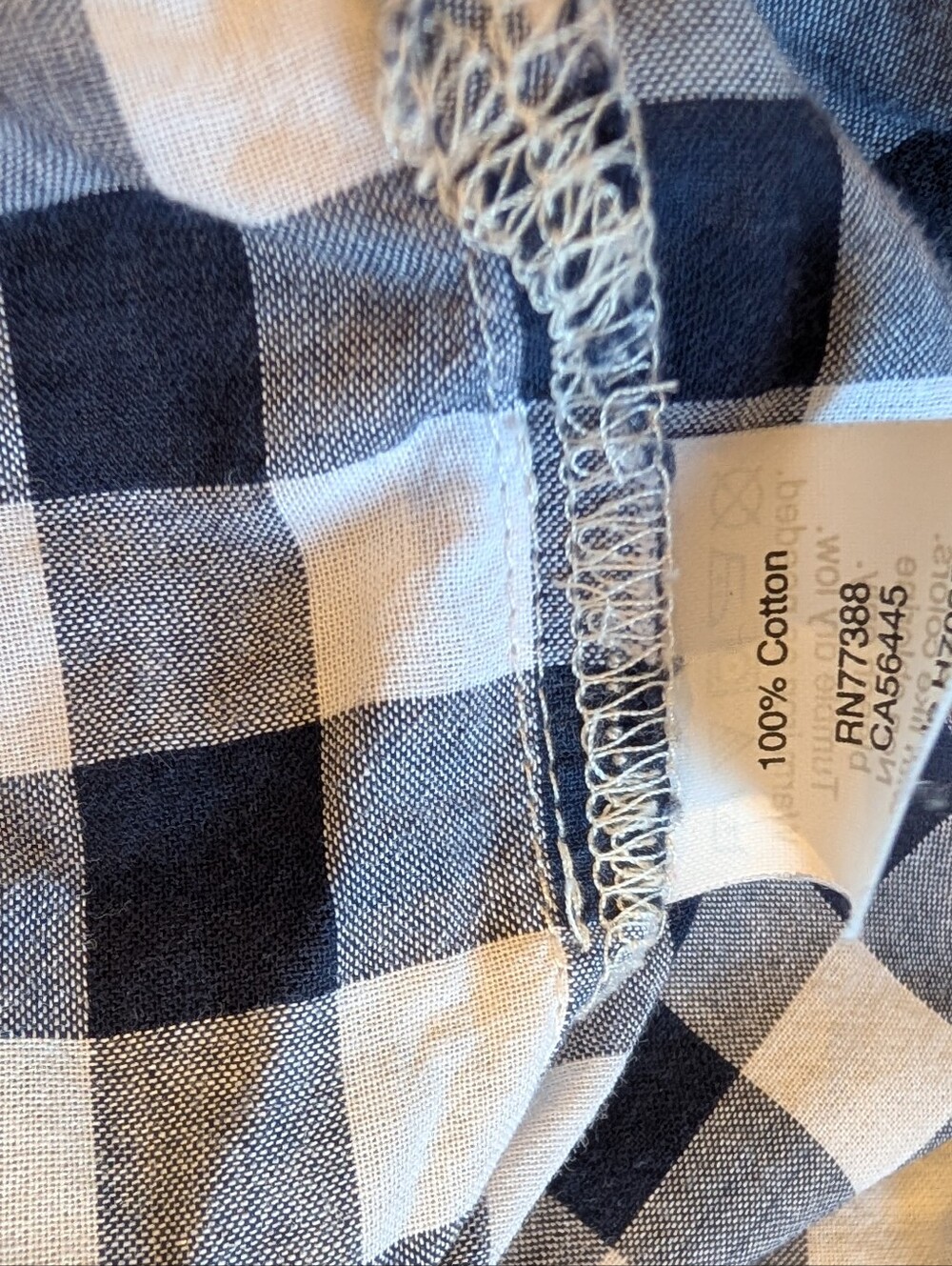 J. Crew Navy Gingham Tie Sleeve Blouse Medium 100% Cotton Top - Picture 9 of 11